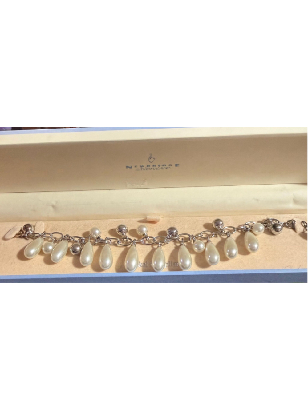 ✨ Newbridge Silverware Faux Pearl Charm Bracelet | Bridal Chic | Gift Ready